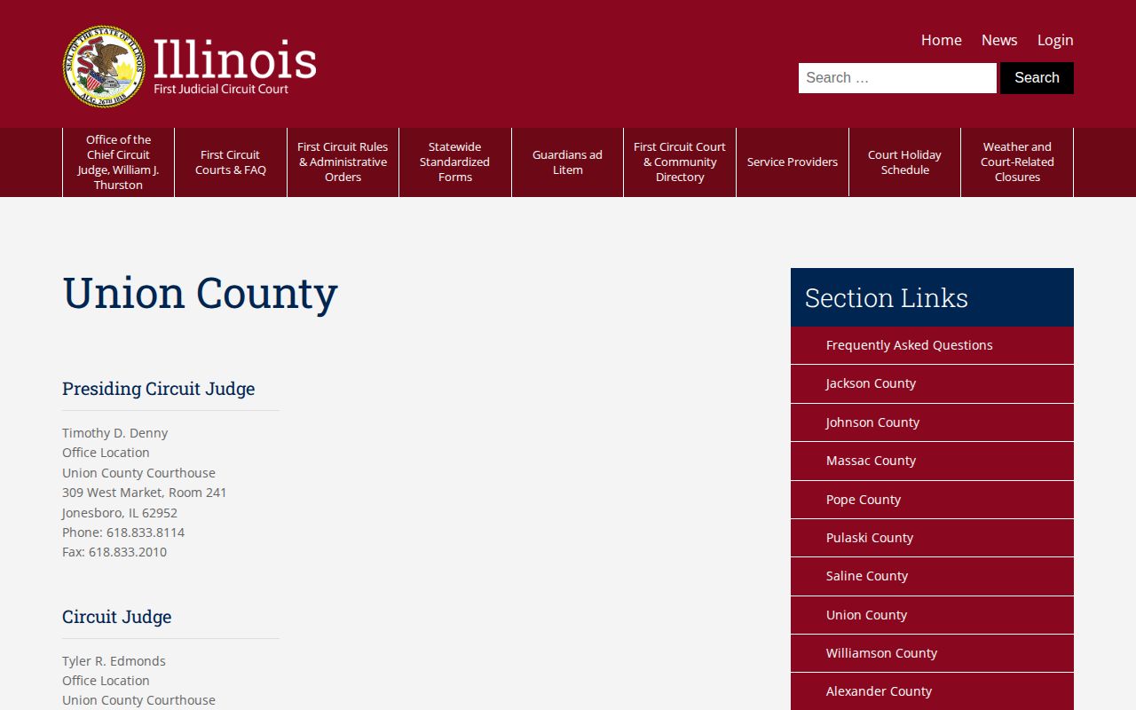Union County court contact for sheriff custody and release records